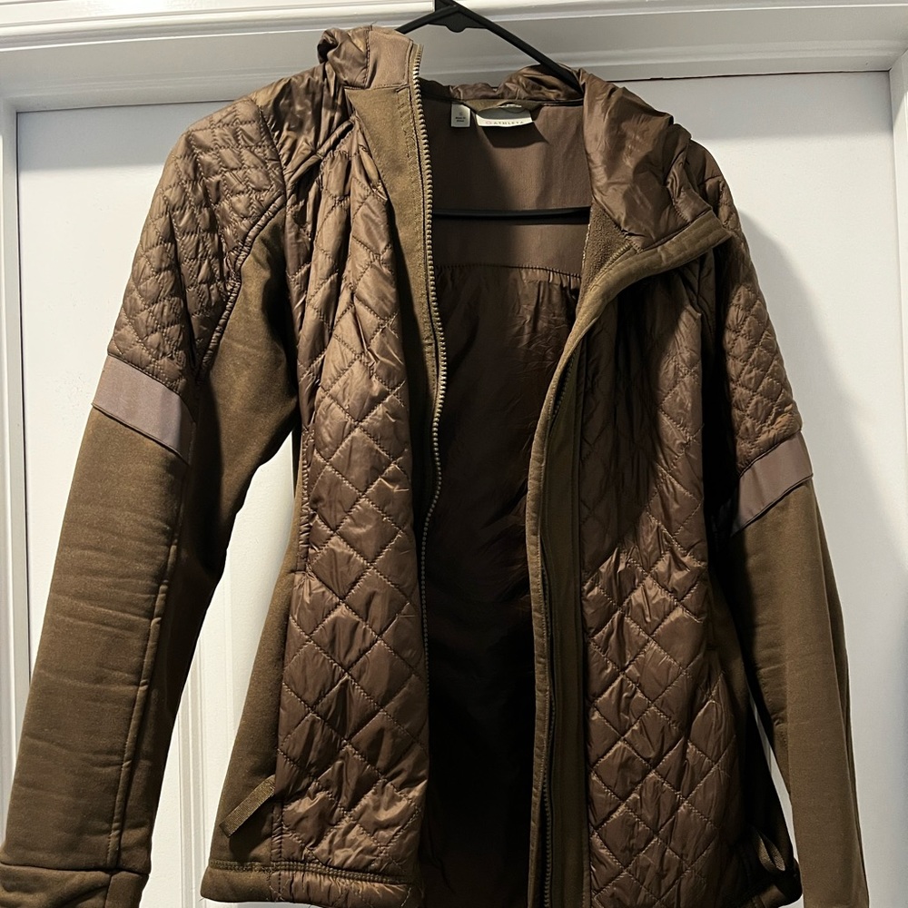 Athleta hooded zip up jacket olive green